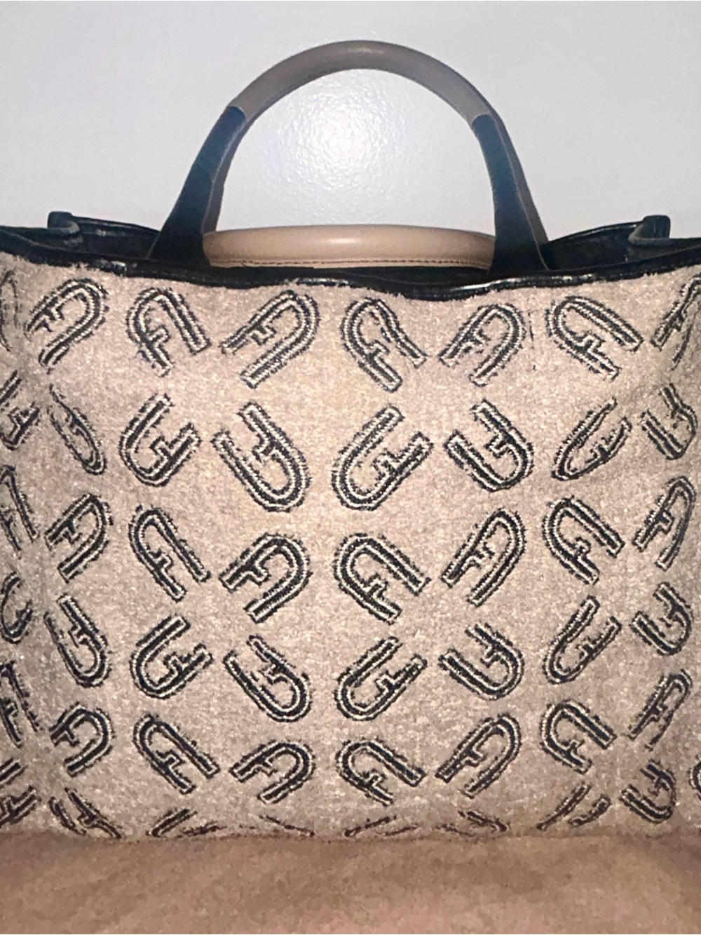 FURLA Opportunity NATURALE LARGE Textile & Leather TOTE HANDBAG - Picture 3 of 10
